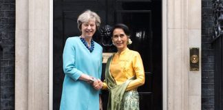 UK Prime Minister Theresa May met with Burmese State Counsellor Aung San Suu Kyi at Downing Street Theresa May and burmese counselor